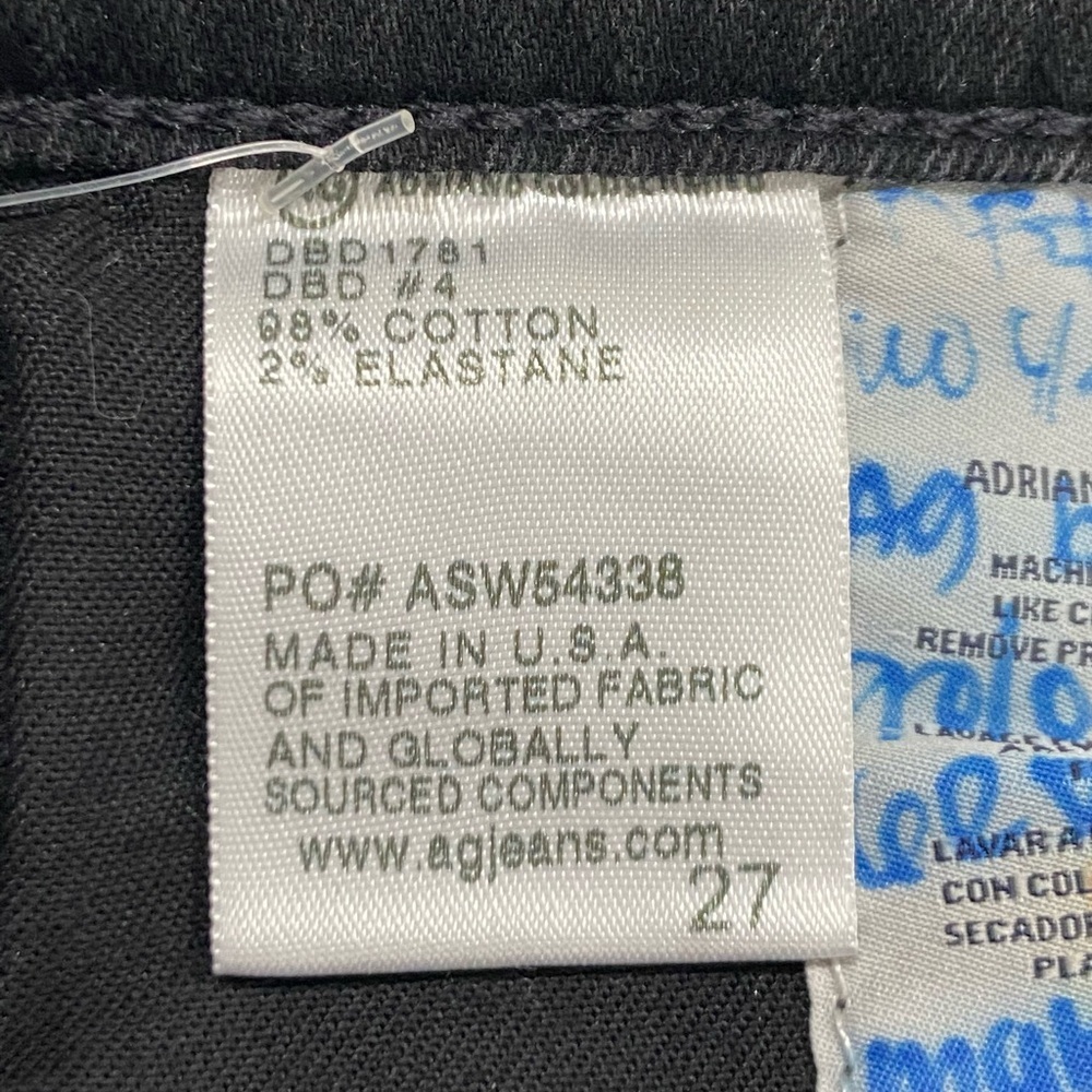 AG Adriano Goldschmied Mari Crop Mid-Rise slim Distressed Black Jeans Sz 27 NWT - Picture 10 of 11